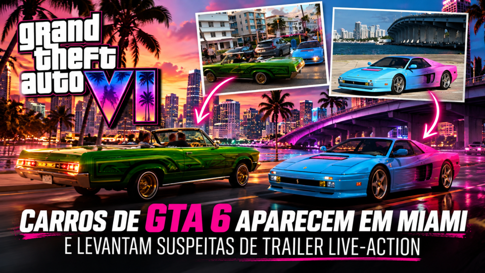 Carros de GTA 6 aparecem em Miami e levantam suspeitas de trailer live-action