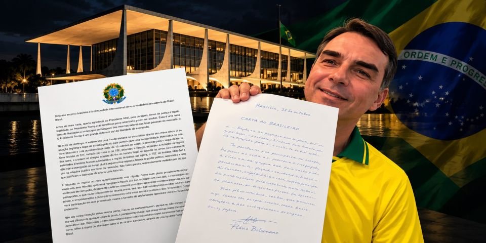 Após fugir do Brasil, Flávio Bolsonaro se declara “presidente eleito”, apaga publicação e passa a se chamar de “líder do Brasil”